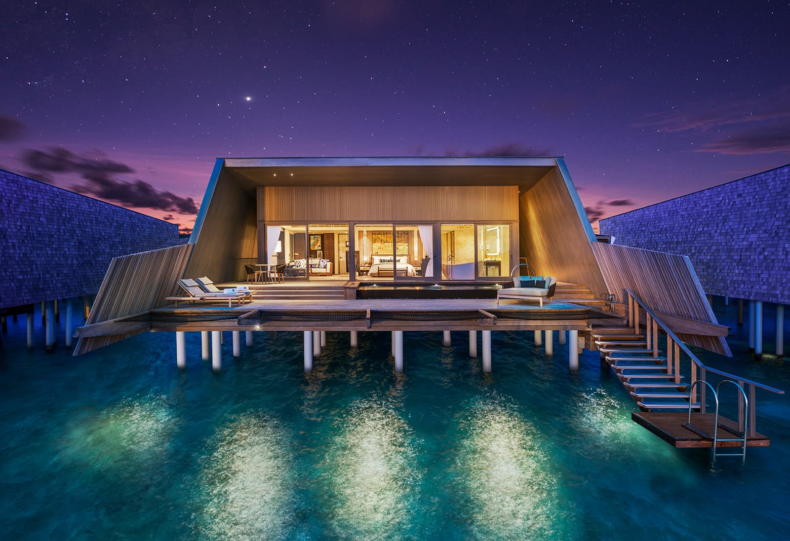 Sunset Overwater Villa With Pool