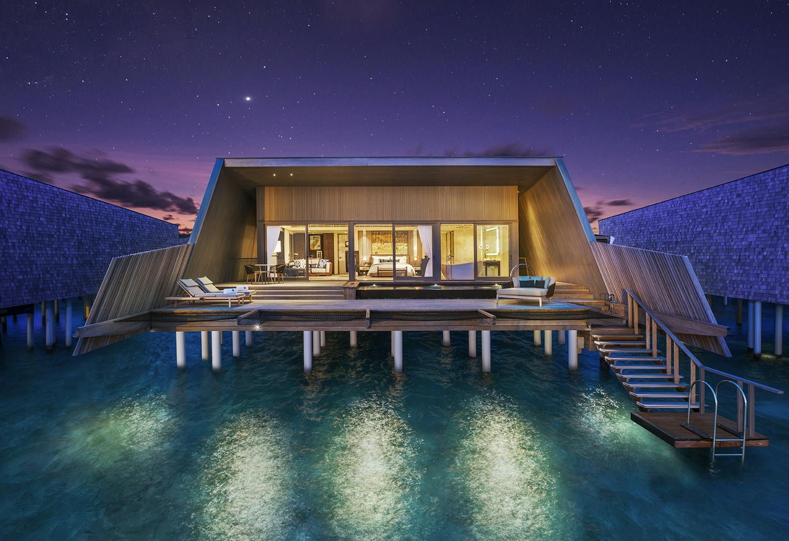 Sunset Overwater Villa With Pool